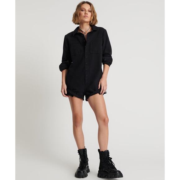 ONE TEASPOON Onyx Black Button Up Prophecy Jumpsuit NWT Size XXS - Picture 1 of 11